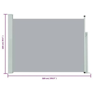 vidaXL Ausziehbare Seitenmarkise 100×500 cm Grau
