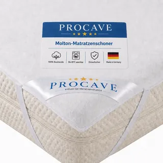 PROCAVE Molton-Matratzenschoner in weiß, Matratzen-Auflage aus 100% Baumwolle, hochwertige Moltonauflage als Matratzenschutz, Premium Qualität Made in Germany 160x200 cm