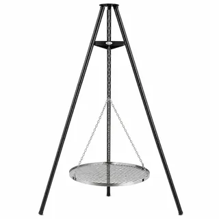 HEAT Outdoor Living Dreibein-Grill mit Grillrost Ø 65 cm – Schwenkgrill aus Stahl – Höhenverstellbar mit Kettenzug – Stabiles Stativ für Feuerschalen, Lagerfeuer und Camping