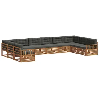 vidaXL Sofagarnitur 10-tlg. Natur/Anthrazit Massivholz Akazie