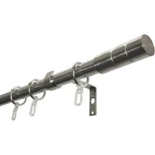 GARDINIA Gardinenstangen-Set Zylinder Ø 19 mm Länge 220 cm Edelstahl-Optik