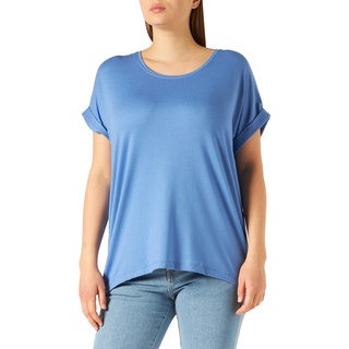 JDY Damen Einfarbiges T-Shirt | Basic Rundhals Ausschnitt Kurzarm Top | Short Sleeve Oberteil ONLMOSTER, Farben:Blau, Größe:XS