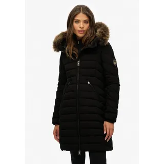 Superdry Fuji Faux Fur Damen. Kapuzenjacke schwarz S