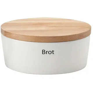 Continenta Brottopf mit Holzdeckel oval 30 cm weiß