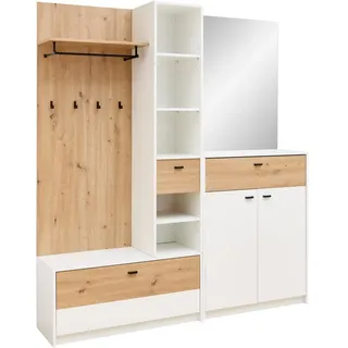 None Garderobe Venlo 173 x 195 x 38 cm Weiß, Eiche