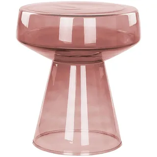 Beliani Beistelltisch Rauchglas dunkelrot rund 37 cm Laguna