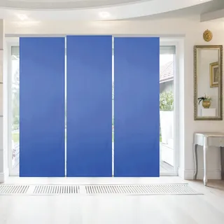 Bestgoodies Flächenvorhang mit Klettband, Paneelwagen und Schleuderstab, (BxL) 60x245 cm in Blau, blickdichte Schiebegardine mit Klett in vielen Farben