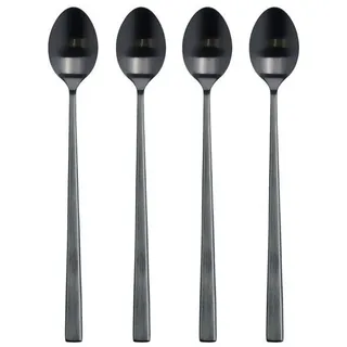 Bitz Besteck-Set Lattelöffelset schwarz matt 20 cm 4tlg., Edelstahl 18/8, Latte Macchiato-Löffel 20 cm 4 Stck Schwarz schwarz