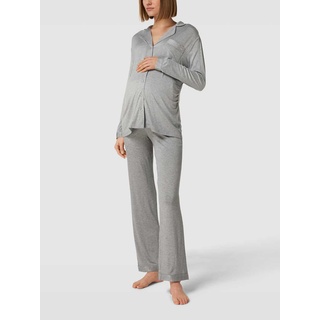 Umstands-Pyjama mit Reverskragen, Mittelgrau Melange, 40-42