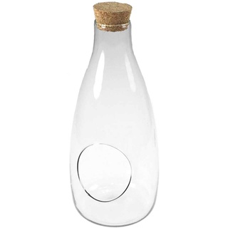 Floral-Direkt Vase Glas Ballon XXL klar ca. H 33cm Ø 15cm mit Öffnung Korken Pflanzglas Pflanzgefäß