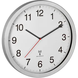 TFA Funk-Wanduhr 40,00 cm 60.3545.02 silber/weiß