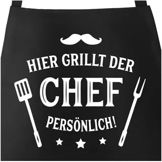 MoonWorks Grillschürze Grill-Schürze für Männer mit Spruch Hier grillt der Chef persönlich, mit kreativem Aufdruck schwarz