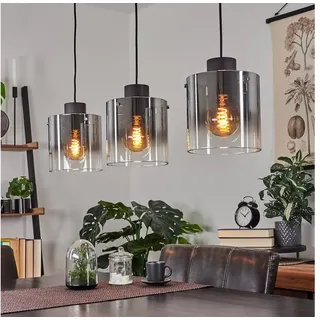 hofstein Pendelleuchte »Riccione« Hängeleuchte aus Metall/Rauchglas in Schwarz/Rauchfarben, ohne Leuchtmittel, Pendellampe mit Schirmen Echtlas/Rauchglas (19, 5cm), E27 schwarz