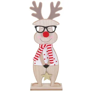Trendline Weihnachtsaufsteller Holz Rentier 39 x 14 cm natur/rot