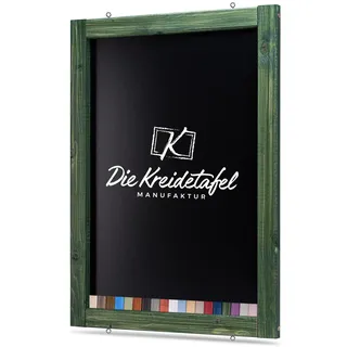 Rustikale Tafel Kreidetafel Wandtafel Küchentafel mit Holzrahmen zur Beschriftung mit Kreide im Landhausstil in verschiedenen Größen und Farben (Tannengrün, 50x70cm)