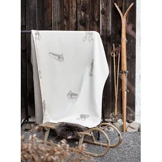 Wohndecke Plaid Decke Wintersport Schlittenfahrer beige 140 x 200 cm, DAVID FUSSENEGGER beige