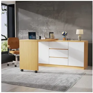 HAUSS SPOLE Sideboard Computertisch Kommode mit Schubladen 360° drehbare Bürotisch
