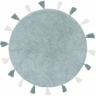 Lytte Waschbarer Kinderteppich Malu Mint ø 100 cm rund - Waschbarer Teppich für Kinderzimmer