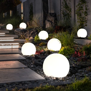 10er Set LED Außen Solar Lampen Kugel Design Erd Spieß Steck Leuchten Garten Weg Beleuchtung