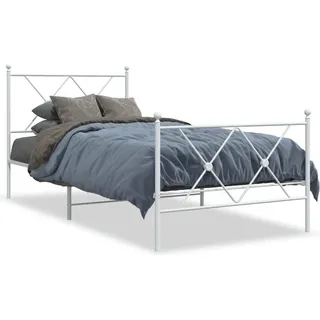 vidaXL Bettgestell mit Kopf- und Fußteil Metall Weiß 90x200 cm