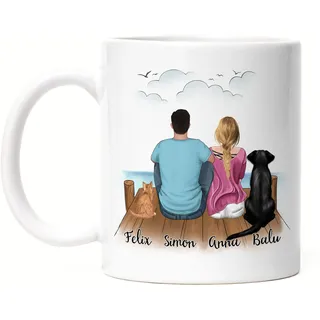 Kiddle-Design Pärchen mit Hund & Katze Tasse Personalisiert Hundebesitzer Geschenk Hundeliebhaber Paar Katze Cat Mom Dad Hund & Katze