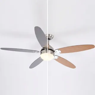 GLOBO Azura 132 cm Deckenventilator nickel/verchromt mit Licht