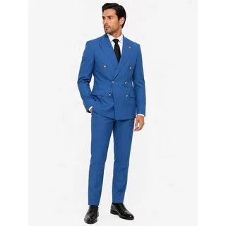 Guild Clothing Anzug Zweireiher Herren Business 2-tlg. Metallknöpfe - Slim Fit (Anzughose & Sakko, 2-tlg., Anzug Set) Zweireiher für Hochzeiten, Einladungen, den Business blau 54