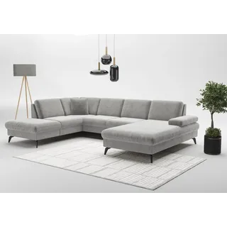 sit&more Wohnlandschaft SIT & MORE "Morris Jubi U-Form, B: 300 cm", grau (hellgrau), B:300cm H:83cm T:202cm, 100% Polyester, Sofas, Wohnlandschaft, mit Armteilfunktion & 1 Zierkissen, optional Bettfunktion
