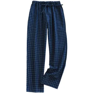 Kielsjajd Schlafanzughose Damen Lang Karierte Pyjamahose Winter Weich Nachtwäsche Hose Schlafhose Freizeithose Strandhose mit Taschen und Kordelzug, Damen Yogahose Stretch Bequeme Pyjamahose