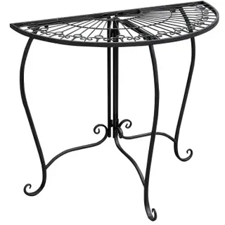 Lex Beistelltisch Metalltisch Garten Vintage Style halbrund klappbar schwarz-kaffeebraun : schwarz-kaffeebraun