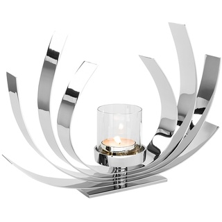 Kerzenleuchter FINK "AURORA, Weihnachtsdeko" Kerzenhalter Gr. B/H: 6 cm x 27 cm, silberfarben Windlichter Laternen