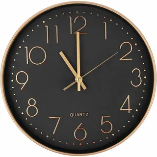 Moderne, Geräuschlose Quarz-wanduhr 25 Cm, Runde Wanduhr Mit Übergroßen Ziffern (roségold)
