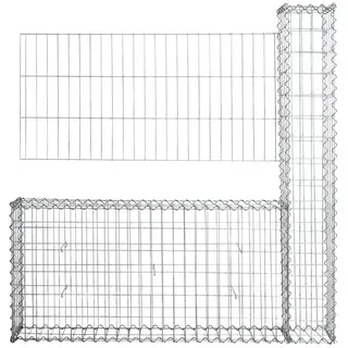 ESTEXO Gabionenzaun Gabionen Mauer Gartenzaun 140x150 cm Gabione Steinkorb Rankgitter Dr silberfarben