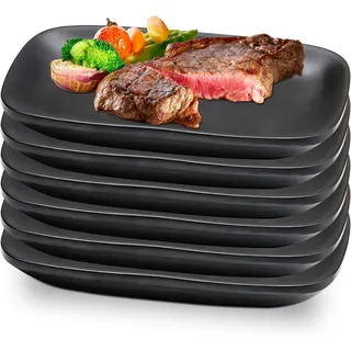 Set Aus 6 Desserttellern: Schwarze Mezze-teller 15,5 X 9 X 2 Cm, Matte Rechteckige Vorspeisenteller Für Fleisch, Antipasti, Sushi, Hauptgerichte Usw.