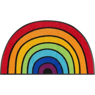 Fußmatte Round Rainbow, wash+dry by Kleen-Tex, halbrund, Höhe: 7 mm, Schmutzfangmatte, Motiv Regenbogen, In- und Outdoor geeignet, waschbar bunt