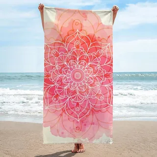 XLYYDS Mikrofaser Strandtuch Groß 100x200 cm für Erwachsene, 3D Rosa Muster Strandhandtuch Weiches Leicht Schnelltrocknend Sandfreies StrandtüCher für Strand Schwimmen