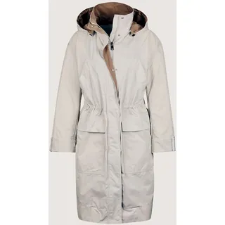 Kurzjacke MADELEINE "Outdoorjacke Longjacke mit abnehmbarer Kapuze", Damen, Gr. 42, weiß (perlweiß, taupe), Obermaterial: 100% Polyester PES., Modern, normal, Jacken Kurzjacke