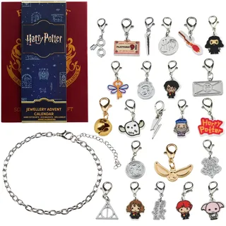 Get Trend Harry Potter Schmuck Adventskalender 2025 Kinder Weihnachtskalender mit DIY Charm Armband, 24 Türen, Geschenke für Mädchen Teenager (Burgunderrot Harry Potter)