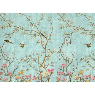 Tischsetmacher Tischset | Platzset abwaschbar - Florales Vintage Motiv mit Vögeln - aus erstklassigem Vinyl (Kunststoff - BPA-frei) - 4 Stück - rutschfeste Tischunterlage - Tischmatte - Made in Germany