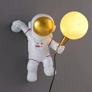 GUANSHAN Astronauten-Wandlampe, nordischer Stil, Wandleuchte, kreative Wandleuchter, dekorative Wandbeleuchtung, Nachttisch-Wandlampe mit Stecker für Schlafzimmer, Kinderzimmer