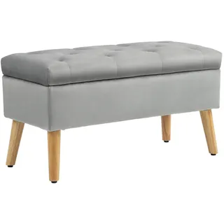 Homcom Polsterbank Samt Grau 80 x 35 x 42 cm