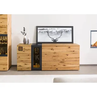 MASSIVMOEBEL24.DE Sideboard 160 x 43,5 x 80 cm Schwarz