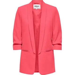 Kurzblazer ONLY "ONLELLA 3/4 BLAZER TLR", Damen, Gr. 42, pink (sun kissed coral), Web, Obermaterial: 95% Polyester, 5% Elasthan, unifarben, casual, V-Ausschnitt, 3/4-Ärmel, Blazer, mit 3/4 Ärmel