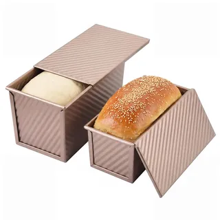 OTraki 2PCS Toastbrot Backform Set Mit Deckel, Toast Brot Backform Set Klein (19 X 9,5 X 8 Cm) Und Groß (21 X 11,5 X 11 Cm), Brotbackform Kasten Antihaft Brot Toastform Für Toastbrot