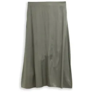TOM TAILOR Damen High Waist Satin Midi-Rock, grün, Uni, Gr. 38