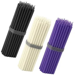 NKlaus Formkerze 150x Stabkerzen 16cm – Schwarz Creme Violett – dünn bunt