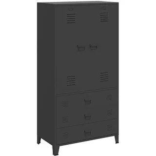 vidaXL Kleiderschrank Industrial 90 x 180 x 50 cm Schwarz
