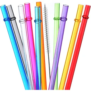 ALINK 10 Stücke 10.5 Zoll Wiederverwendbare Plastik Strohhalme, Bunte Strohhalme für 40/30/24 Unzen Glas und Becher, mit Reinigungsbürsten