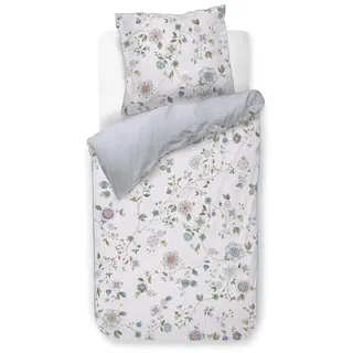 PiP Studio Bettwäsche Flores Bailando Off-White Altweiß Blau Perkal Blüten Zweige Floral Blätter Wendedesign, Größe:155 cm x 220 cm