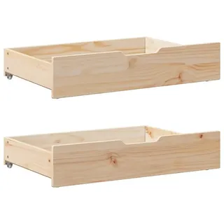 vidaXL Bettschubladen mit Rollen 2 Stk. 80x55x17 cm Massivholz Kiefer